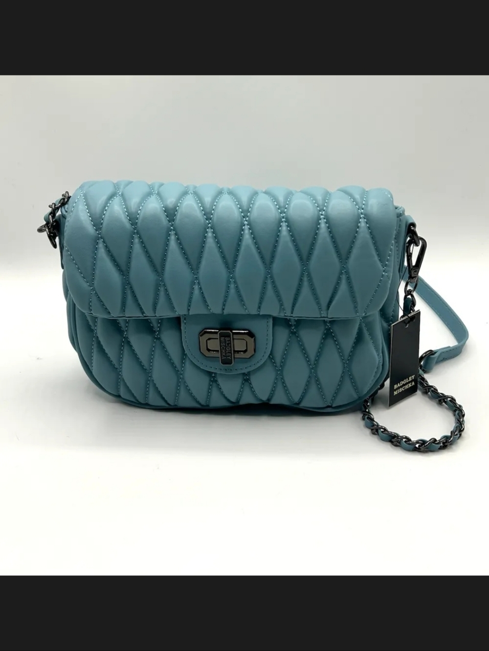 NEW with Tags Badgley Mischka Quilted Women's Crossbody Bag ikkn Teal MSRP $149